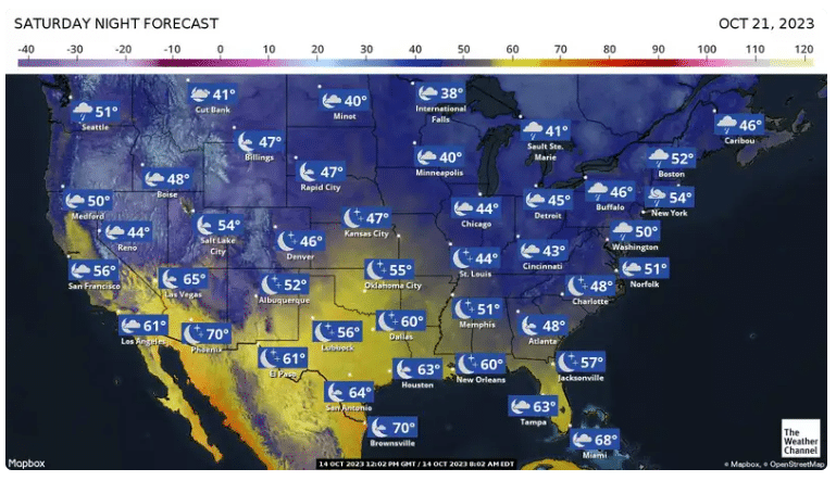 weatherchannelc.om 10-day temperatures